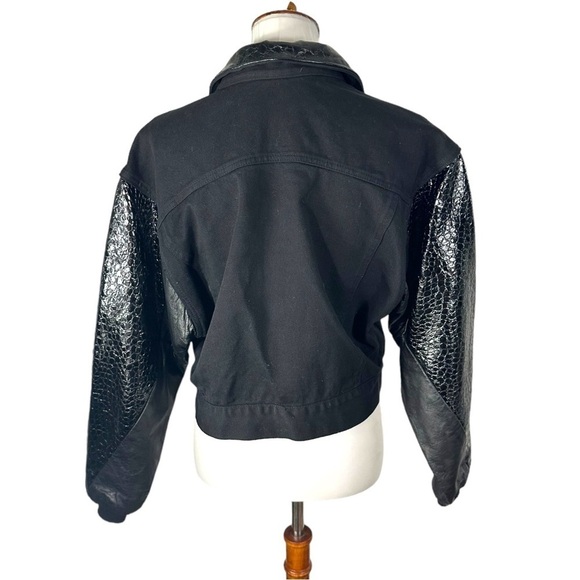 Tamarak Marie Denim Leather Rhinestone Jacket Size Small - Picture 9 of 9